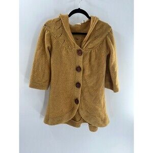 Women's Sleeping On Snow Yellow Wool Blend Hooded Cardigan Sweater Size S